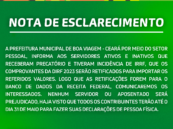 NOTA DE ESCLARECIMENTO